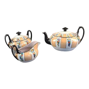 Vintage Czech 3-Piece Hand Painted Phoenix China Lusterware Tea Set