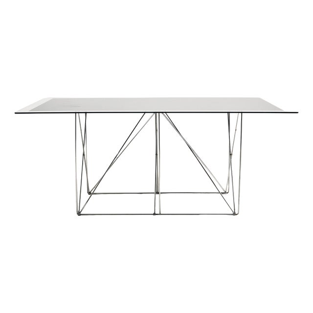 Glass and Steel Dining Table by Max Sauze, 1970s For Sale