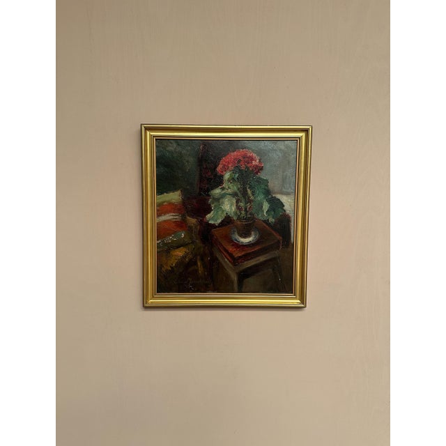 Elna Jacobsson, Cineraria in a Pot, 1960s, Oil Painting on Panel, Framed For Sale - Image 9 of 18
