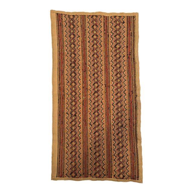 Mid-Centry Geometric Embroidered Textile Runner For Sale