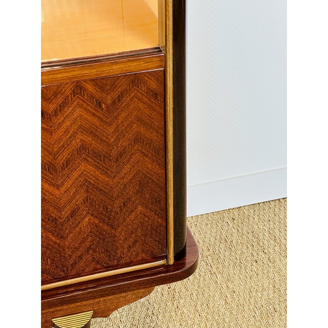 Beige Art Deco Macassar Display Cabinet, 1950s For Sale - Image 8 of 12