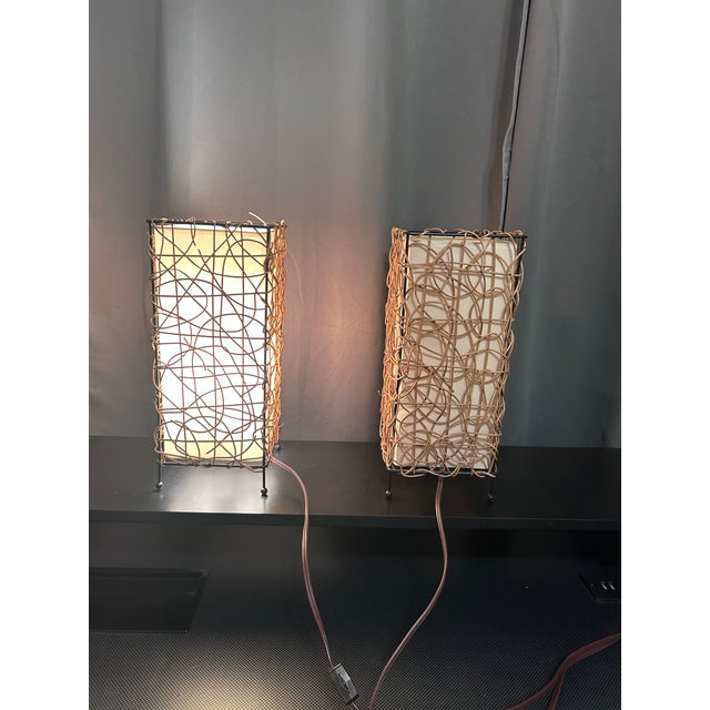 Wood Vintage Rattan Table Lamps (2) For Sale - Image 7 of 7