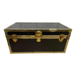 Antique Everlite Black and Brass Steamer Trunk Made in Canada
