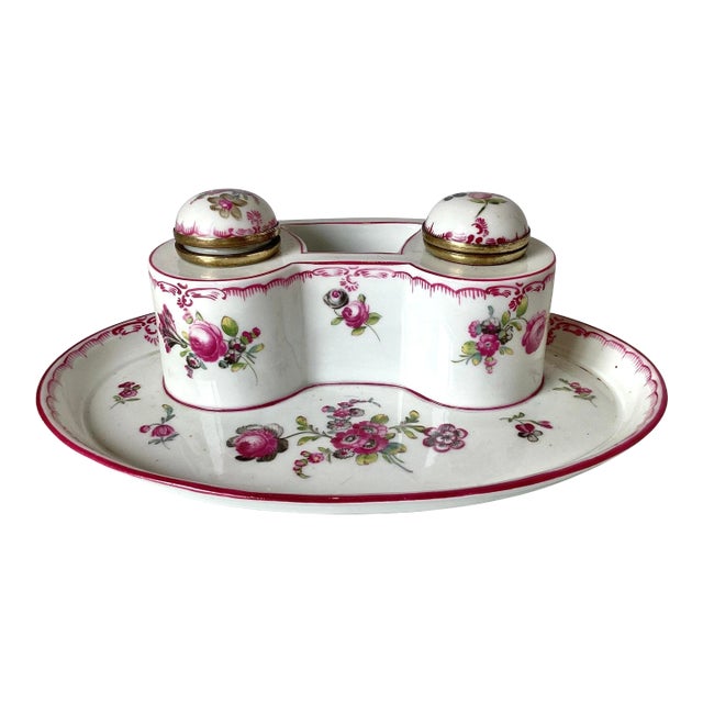 Royal Vienna 19th Century Hand Painted Double Inkwell For Sale