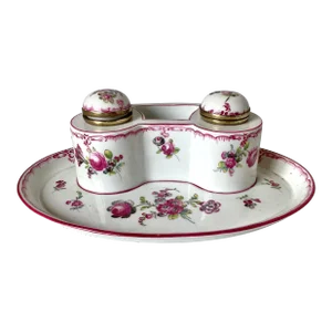 Royal Vienna 19th Century Hand Painted Double Inkwell