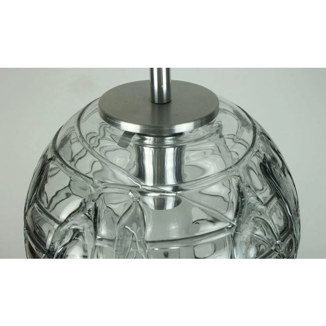 1970s Mid-Century Pendant Lamp in Clear and Smoke Grey Glass and Metal from Doria-Leuchten, 1960s-1970s For Sale - Image 5 of 11