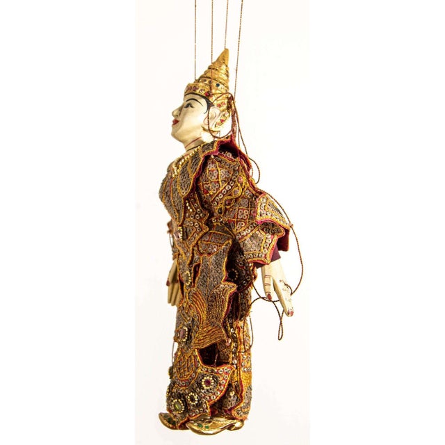 1950s Asian Handcrafted Wood Burmese String Opera Marionette Wall Decor For Sale - Image 9 of 17