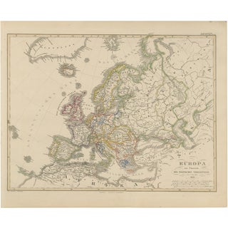 Map of Europe with Political Divisions and Borders, 1858 For Sale