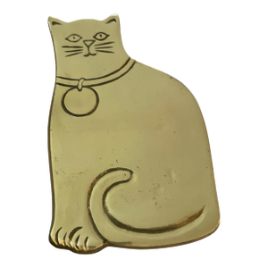 Vintage 1960s Mid Century Rubel and Co Cat Brass Table Trivet Hot Plate