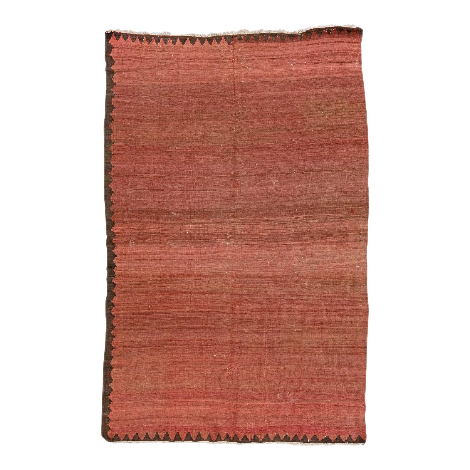 1960s Vintage Turkish Kilim Rust Handmade Solid Wool Rug | Chairish