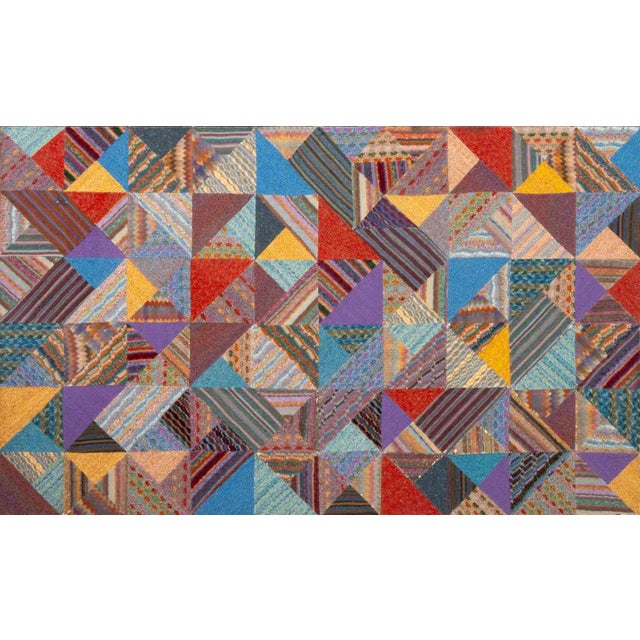 Missoni for Saporiti Italia Quilted Tapestry Mounted Floor Screen, with wool patchwork patterns sewn together and mounted...