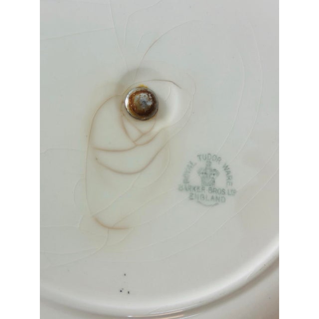 Chinoiserie Vintage English Ceramic Two Tier Servicing Stand For Sale - Image 3 of 7