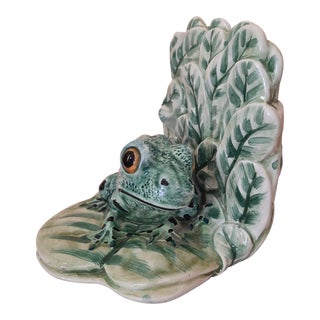 Italian Majolica Frog Bookend Italy For Sale