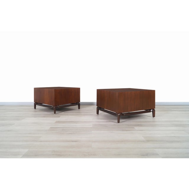 Sienna Mid-Century Modern Walnut Nightstands by Maurice Bailey for Monteverdi Young For Sale - Image 8 of 13