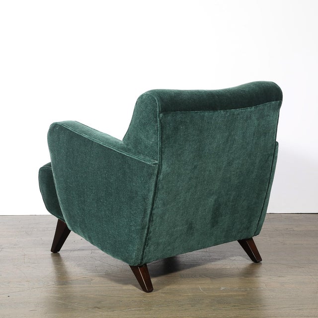 Pair of Mid-Century Curvilinear Green Mohair Lounge Chairs W/ Ebonized Supports For Sale - Image 11 of 15