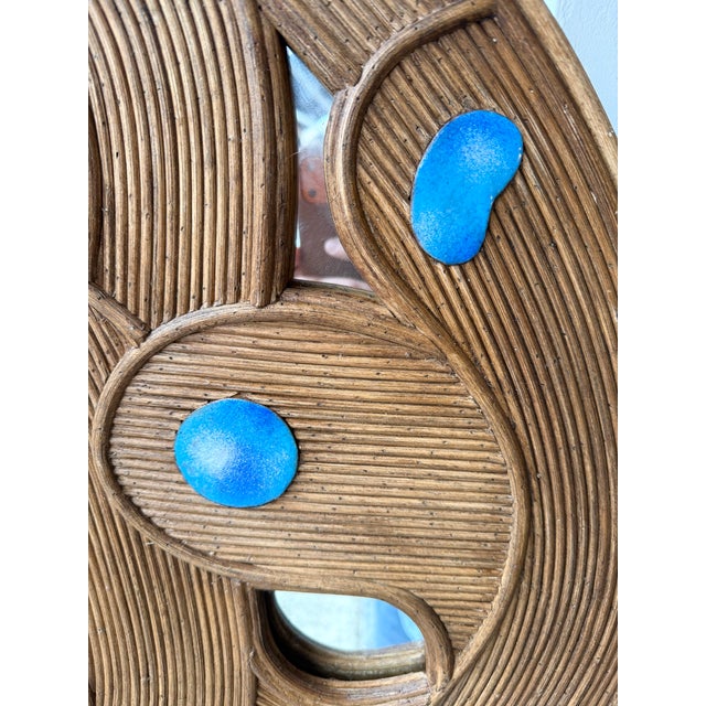 2020s Contemporary Mirror Rattan Marquetry and Enamel Metal. Italy For Sale - Image 5 of 12