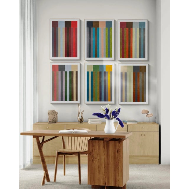 Color Pencil Drawing With Multicolor Stripes For Sale - Image 4 of 6