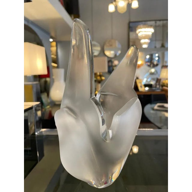Frosted Crystal Vase fom Lalique, France, 1956 For Sale - Image 6 of 12
