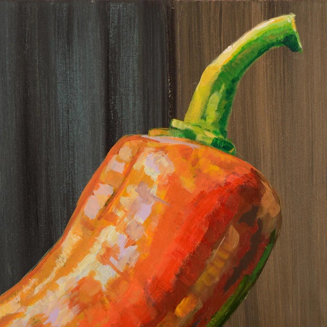 We love this large Chili Pepper original painting. Painted on a gallery wrapped canvas, this colorful Chili Pepper remind...