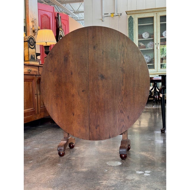 19th Century French Oak Wine Table With Tilt Top For Sale - Image 4 of 12