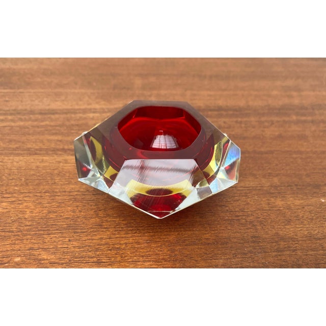 Vintage Italian Red and Yellow Sommerso Murano Glass Bowl, 1970s For Sale - Image 14 of 18