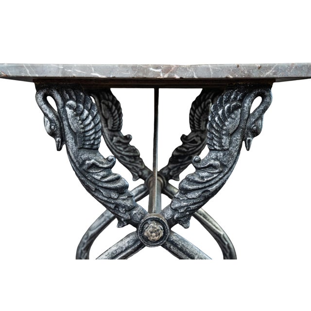 French Garden or Conservatory Table With Marble Top Over Polished Steel For Sale In Austin - Image 6 of 10