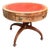 Vintage Regency Style Mahogany Red Leather Top Drum Table Carved Base For Sale