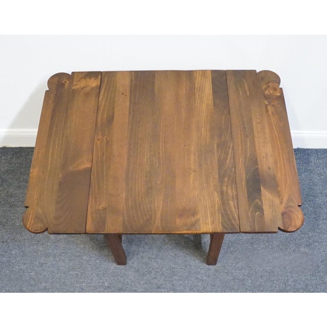 Ethan Allen Country Craftsman Solid Pine Early American Shaker Style 37" Drop Leaf Accent End Table 19-8304 - 219 Medium Brown Finish For Sale - Image 13 of 17