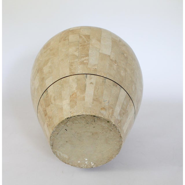 Beige Late 20th Century Post-Modern Tessellated Stone Floor Vase For Sale - Image 8 of 8