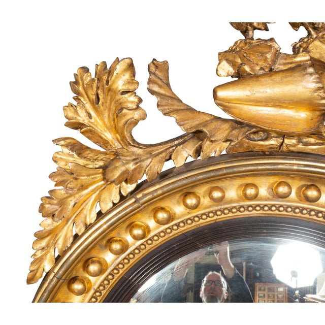 Gold Fine Regency Giltwood Convex Mirror For Sale - Image 8 of 12