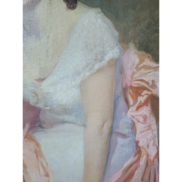 Charles J. Bensco Antique 1930's Oil Painting Portrait of a Los Angeles Woman For Sale In Los Angeles - Image 6 of 16