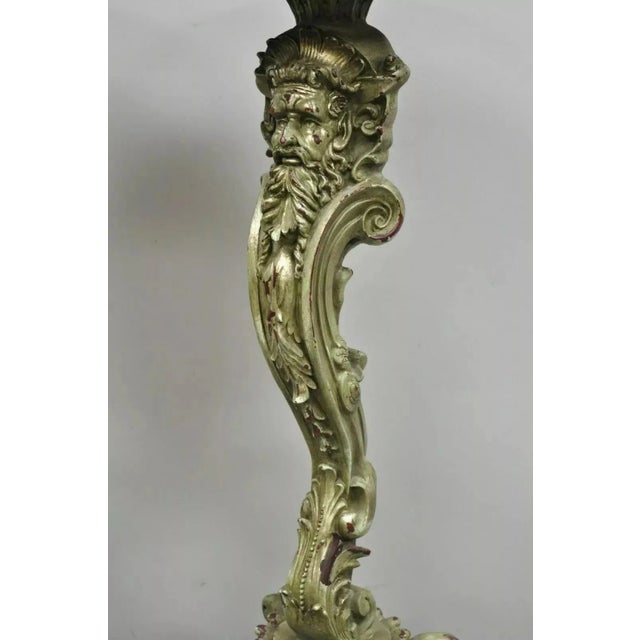 Late 20th Century Italian Baroque Style Marble Top Figural Bearded Man Pedestal Stands - a Pair For Sale - Image 9 of 11