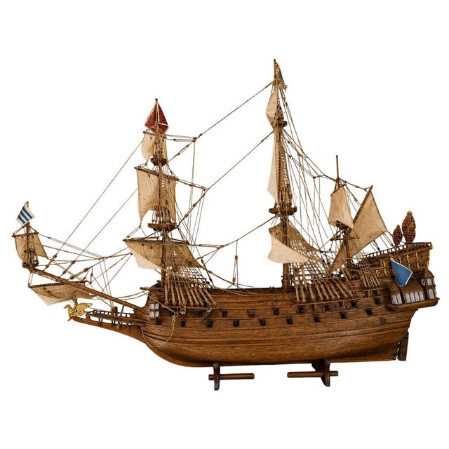 Large Model of the Ship La Couronne French Vessel, 1636 For Sale - Image 9 of 9