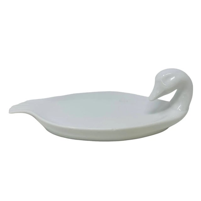Contemporary Vintage Limoges White Ceramic Swan Serving Dish Made in France For Sale - Image 3 of 11