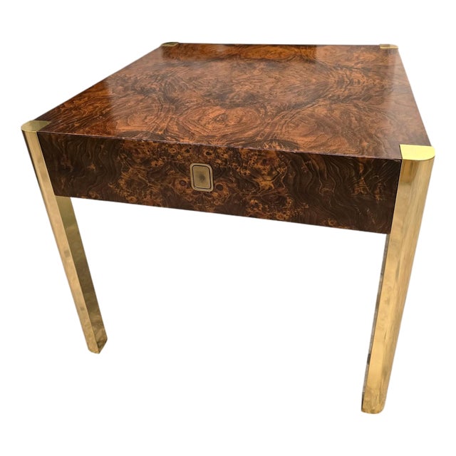 Mid 19th Century Beautiful Burl and Golden Brass Side Table by Century Furniture For Sale