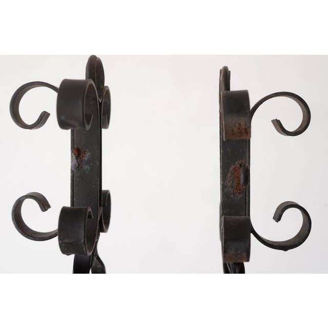 Mid Century Gothic Style Wall Mounting Wrought Iron Candelabras - A Pair For Sale - Image 9 of 9