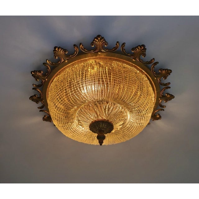 Mid-Century Modern Ornate Textured Glass Flush Mount, 1960s For Sale - Image 11 of 18