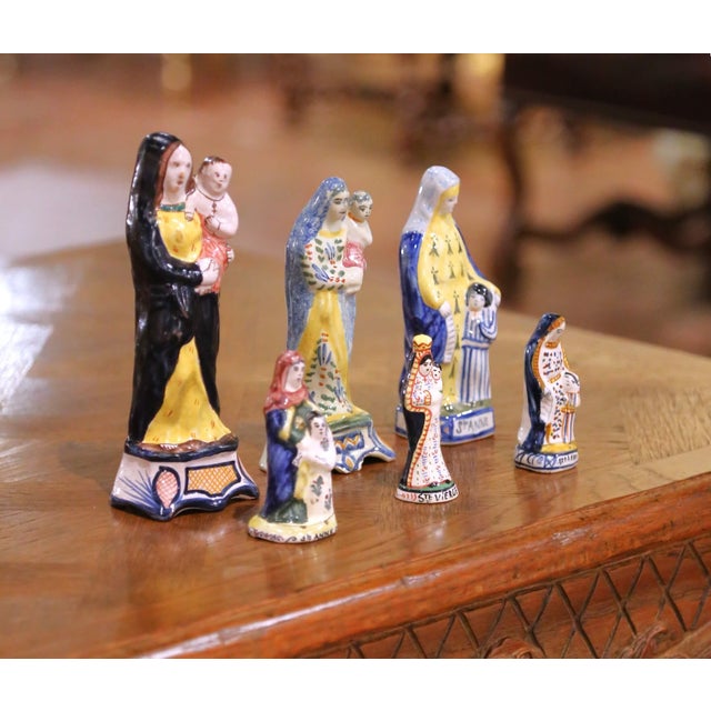 Add charm, devotion, and collectible Breton artistry to a shelf or devotional grouping with this lot of six antique French...