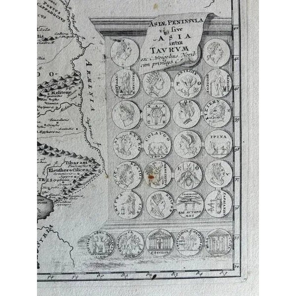 Map of Asia Minor and Cyprus with Medallions by Weigel, 1720 For Sale - Image 4 of 11