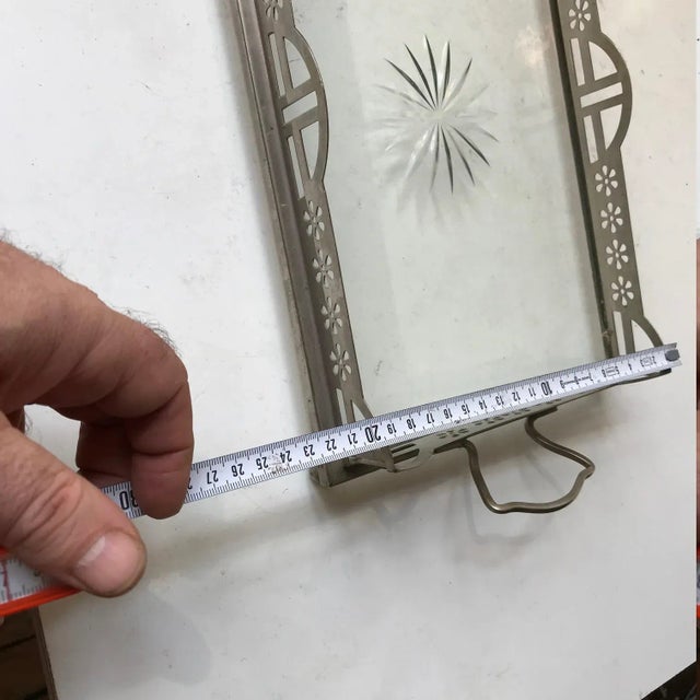 Metal Art Nouveau Tray in Glass and Silver, 19th-Century For Sale - Image 7 of 9