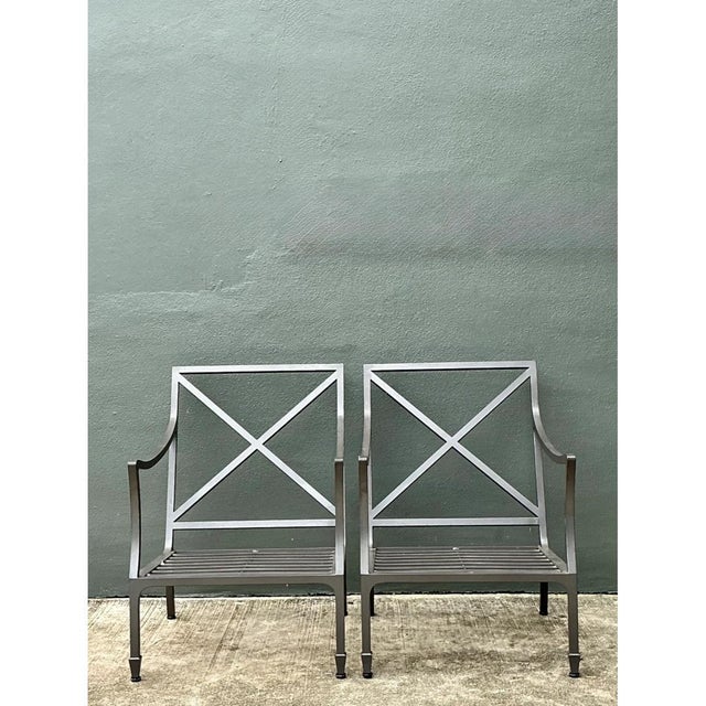 Vintage McKinnon and Harris Cast Aluminum Chairs With Ottomans - A Pair For Sale - Image 11 of 18