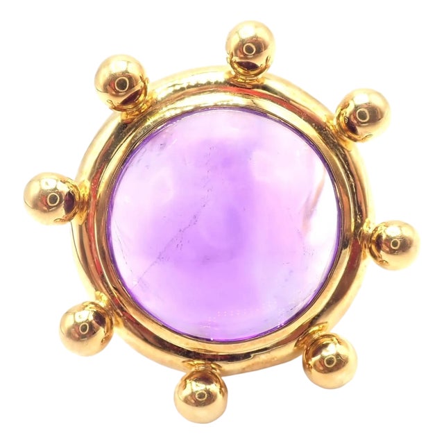 1980s Tiffany & Co. Paloma Picasso Yellow Gold Large Amethyst Pin Brooch For Sale