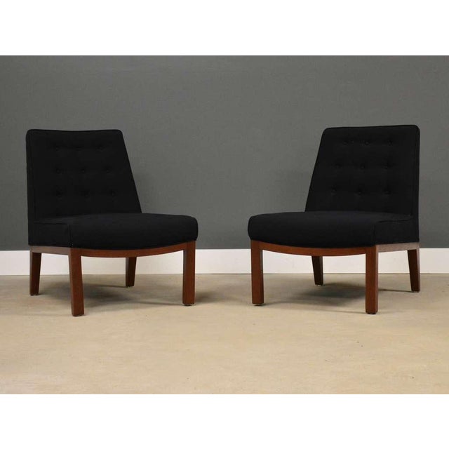 Dunbar Furniture 1950s Edward Wormley for Dunbar Black Walnut Slipper Lounge Chairs - A Pair For Sale - Image 4 of 10