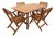Vintage Wooden Extendable Garden Table with Armchairs, 1960s, Set of 5 For Sale