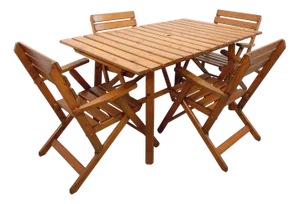 Vintage Wooden Extendable Garden Table with Armchairs, 1960s, Set of 5