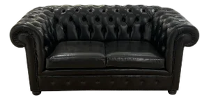 Black Leather Chesterfield 2-Seater Sofa, 1960s