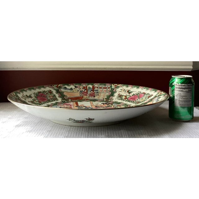 Antique Chinese Rose Medallion Platter Bowl – Palace Size 18” Wide, Marked For Sale - Image 9 of 11