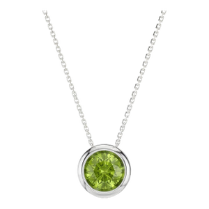 Natural Peridot Round Necklace in 925 Sterling Silver, August Birthstone Jewelry