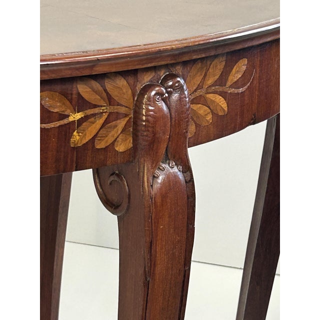 Wood Art Nouveau Five-Legged Table with Parrots, 1890s For Sale - Image 7 of 18