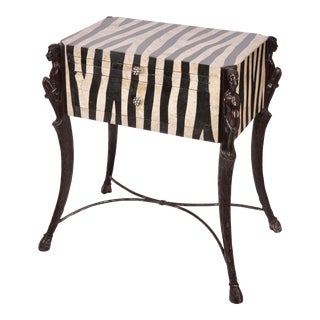 Zebra Print Tessellated Safari Side Table by Hooker Furniture For Sale